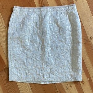 LOFT NWT Gold Shimmer Textured Floral Pencil Skirt 12